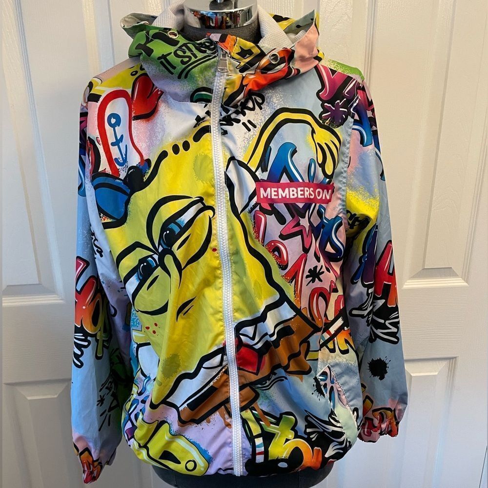 Members Only x Nickelodeon Rugrats Full zip Hooded Windbreaker Size Small